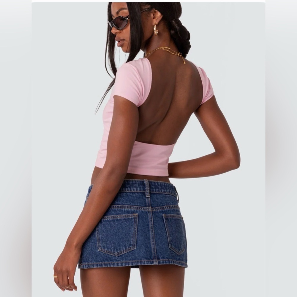 Edikted Pink Open Back Crop Top